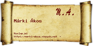 Márki Ákos névjegykártya